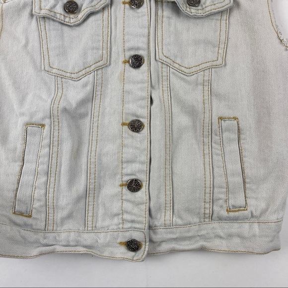 Rue 21 Jean Jacket Womens Medium Cut Off Light Wash - Picture 6 of 8